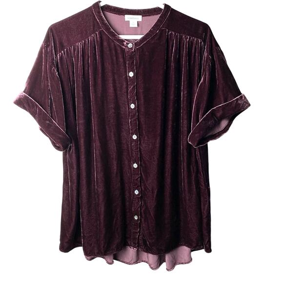 Sundance Velvet Skies Top Womens Medium Purple Button Up Silk Blend EUC - Picture 2 of 4